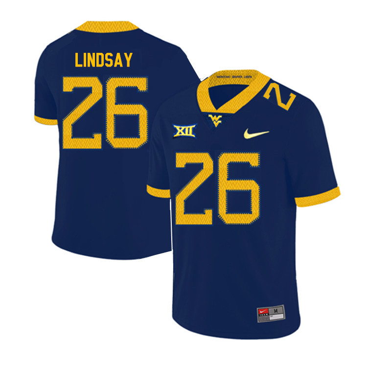 2019 Men #26 Deamonte Lindsay West Virginia Mountaineers College Football Jerseys Sale-Navy - Click Image to Close